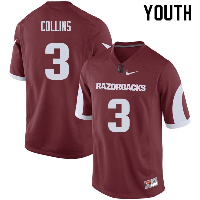 Youth #3 Alex Collins Arkansas Razorback College Football Jerseys Sale-Cardinal